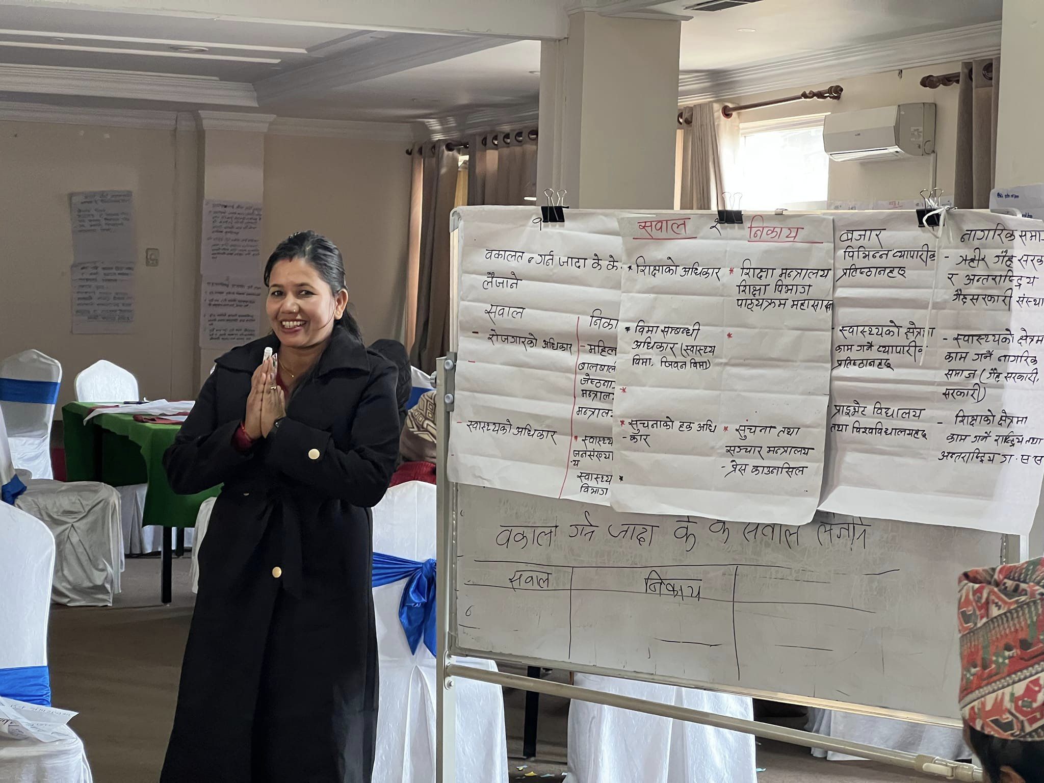 तालिममा प्रस्तुति दिनुहुँदै एक महिला सहभागी